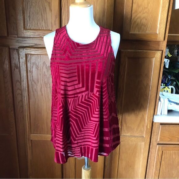 Anthropologie Sunday in Brooklyn Velvet Burnout Geometric Sleeveless Top - S - Picture 1 of 12